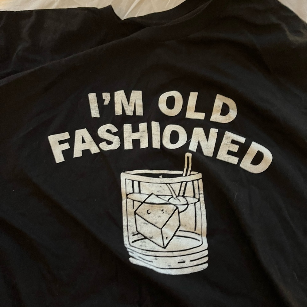 Black Graphic Tee with Old Fashioned Print